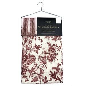 EnVogue Cardinal Curtains Floral Set 2 Panels 37"x84" Winter BRICK RED NWT